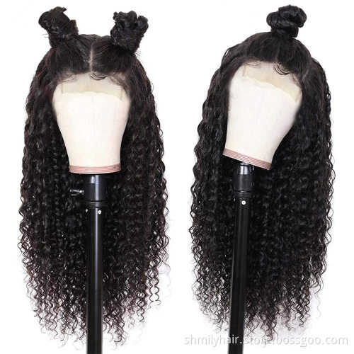 Raw Indian Hair Wig Vendor Deep Wave Glueless Lace Closure Human Hair Wig Virgin Cuticle Aligned Hair Unprocessed Raw Indian Wig